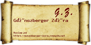 Günszberger Zóra névjegykártya